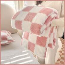1 pieza Manta de franela a cuadros de colores, manta suave y gruesa adecuada para siesta de una sola persona, cubrir todo el Body en cama individual, cama doble, hombres, mujeres, gatos y mascotas, multiusos, manta de felpa cálida y suave a la piel, disponible en blanco, negro/blanco, amarillo/blanco, azul/blanco a cuadros