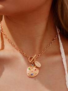 1 pièce Collier pendentif en forme d'étoile de mer liée au style de plage exagéré, mode personnalisée. Collier en cordon de cire coréen, polyvalent pour la vie quotidienne, les fêtes et les vacances à la plage