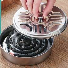 Portable Stainless Steel Mosquito Coil Holder - Mosquito Coil Box With Lid And Handle - Silver - View 1