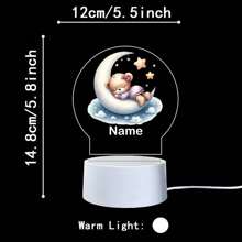 1 szt. Spersonalizowana nazwa z kreskówkowym misiem śpiącym na księżycu. Kreatywny prezent. Iluzja światła 3D. Lampka nocna LED. Ciepłe światło. Prezent urodzinowy. Prezent świąteczny. Dekoracja. Lampka nocna na biurko. Spersonalizowane prezenty. Wystrój pokoju. Wystrój domu. Wystrój jesienny. Dekoracje świąteczne. Zabawki. Spersonalizowane rękodzieło. Szykowna jesień. Dom i styl życia. Świąteczna atmosfera w domu. Jesienne odświeżenie domu. Dekoracje świąteczne. Harmonia w domu.