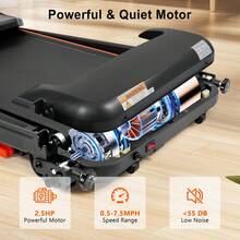 MERAX NEW Treadmills For Home, 2.5HP Quiet Folding Treadmill With Heart Rate Sensor, 300lbs Weight Capacity, 7.5MPH, Incline Treadmill With USB Charge Station & Bluetooth Speaker, 6 Shock-Absorbing - 黑色 - 查看 8