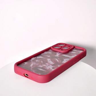 1 pieza Diseño de labios sexy estilo creativo en color vino tinto para mujer, 1 pieza Funda de teléfono suave con diseño de borde escalonado en forma de lente de cámara rojo mate, a prueba de golpes compatible con OPPO/VIVO/HONOR/APPLE/REALME/TRANSSION/ Teléfonos a prueba de agua resistente a arañazos