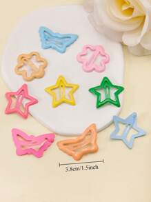 40/20 piezas Clips para el cabello con forma de estrella de dopamina, mariposa y flor de ciruelo en colores llamativos, accesorios para el cabello encantadores para estudiantes, adecuados para la vida diaria y festivales