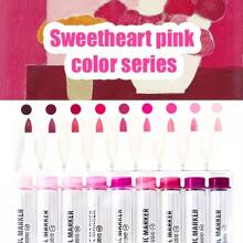 A Group Of 9 Pieces To Form A Color Series. These Are Soft-Tip Acrylic Markers, Which Are Also Art Pens For Drawing. Can Be Used For Color Layer, Does Not Penetrate Paper, Suitable For Graffiti On A Variety Of Surfaces. Colorful , Back To School Gifts