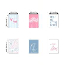 1/6pcs Pink And Blue Coastal Wall Art Picture Summer Bikini Prints Canvas Paintings Preppy Poster Vacation Beachy Decor For Bathroom, Living Room, Apartment Dorm Room Decor Umframed