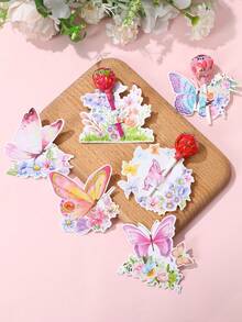 48 件蝴蝶图案棒棒糖装饰卡、蝴蝶主题生日派对家庭节日派对装饰用品、生日礼物糖果包装用品、性别揭示宝贝淋浴装饰派对礼物 - 蝴蝶 - 查看 6