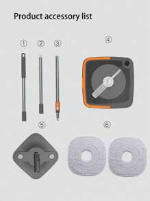 1set Wastewater Separate Mop, Rotating Mop, No Hands Washing Mop, 360 Degree Rotating Wringing Mop, 3 Pole Dirty Water Separation Bucket 1, Mop Plate 1, Mop Cloth 2, Home Flat Absorbent Mop