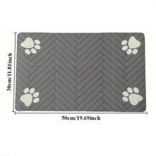 1pc Fast Drying Diatomite Pet Feeding Mat - Anti-Splash, Absorbent, Easy To Clean, Suitable For Dogs And Cats, Herringbone Non-Slip Design With Paw Print Pattern, Black, Washable Pet Feeding Mat