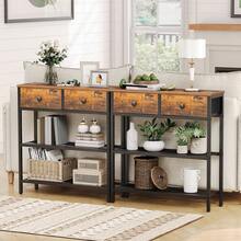 Console Table, Slim Console Table With 2 Non-Woven Drawers, Hallway Table With Storage, Slim Sofa Table For Small Spaces, Living Room - Brown - View 5