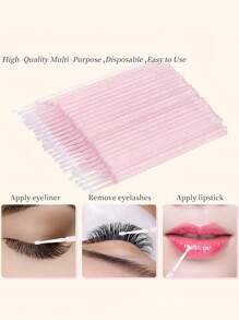Pincel Aplicador Descartável, Microescovas, Varetas de Máscara para Cílios para Extensão de Cílios, Rosa, 50/100/200/400/600/800/1000 peças
