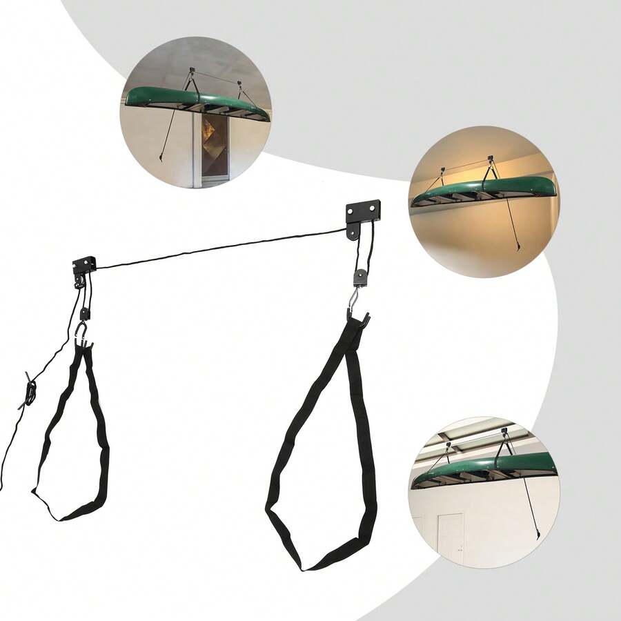 YUNRUX Universal Ceiling Lift Bicycle Lift Canoe Kayak 57kg Bicycles Holder Garage Ladder