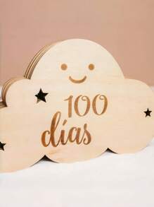 1 set Marcador de hitos de madera en forma de nube para bebés de 1 a 12 meses, accesorio para registro del crecimiento del bebé para fotografía, de doble cara con colgador, decoración y regalos para baby shower y Pascua, para niñas/niños