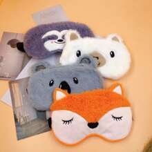 1pc Cute Plush Fox, Sloth, Bear Sleeping Eye Mask