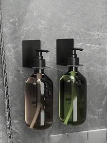 1个不锈钢免打孔收纳架+1个大容量300ml/500ml泵瓶,壁挂式,节省空间,琥珀色透明PET塑料材质,免打孔沐浴露架、洗手液架、洗发水洗涤剂架,太空铝壁挂式瓶架,壁挂式收纳架,完美的浴室配件,适用于厨房、浴室、酒店、洗发水、沐浴露、乳液、居家必需品、旅行等用途 - 彩色 - 查看 6