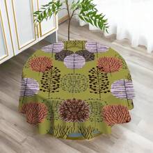 1pc Floral & Geometric Pattern Printed Tablecloth, Polyester Modern Style Waterproof Rectangular/Round Digitally Printed Tablecloth Suitable For Living Room, Home, Outdoor Dining Table, Small Round Table
