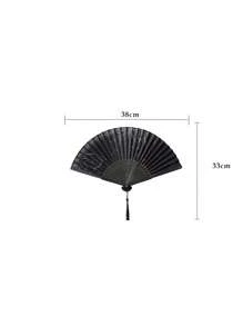 1pc Chinese Style Summer Portable Tassel Fan, Folding Fan, Ancient Style Hanfu For Men, Children Dance Small Bamboo Fan