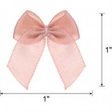 50PCs Mini Ribbon Bow 1 "Mini Fabric Satin Ribbon Flower Bows For Craft DIY Sewing Wedding Birthday Party Red - 淡紫色 - 查看 2