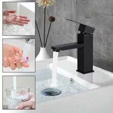 Grifo de baño para lavabo - Grifo negro de agua caliente y fría de alta presión, mezclador de agua fría de acero inoxidable de una sola manija, grifo de baño para uso en baños