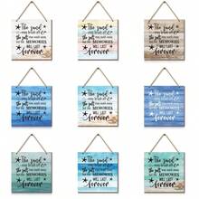 1 Pieza Letrero de madera para puerta de playa, "La arena puede sacudirse, la sal puede lavarse, pero los recuerdos durarán para siempre", placa colgante de pared con diseño de tema oceánico, decoración del hogar, decoración de casa de playa, letrero para familia de playa - Multicolor - Ver 1