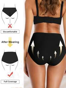 3 Pares de Calcinhas de Cintura Alta Femininas, Calcinha de Algodão Puro Plus Size, Respirável e Confortável, Cueca Básica Sem Costura e Elástica