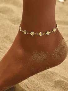 1 pezzo Cavigliera da donna con fiore di margherita, decorazione da spiaggia e resort
