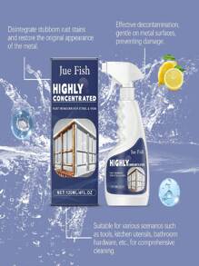 Jue-Fish 120ml Removedor de óxido de acero, removedor de óxido de acero inoxidable, agente de limpieza para grifos, manijas de puertas, baños, cocinas, lavabos, utensilios de cocina, eliminación de óxido altamente efectiva sin dañar los metales (envío aleatorio de modelos nuevos y antiguos)