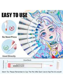 A Group Of 9 Pieces To Form A Color Series. These Are Soft-Tip Acrylic Markers, Which Are Also Art Pens For Drawing. Can Be Used For Color Layer, Does Not Penetrate Paper, Suitable For Graffiti On A Variety Of Surfaces. Colorful , Back To School Gifts