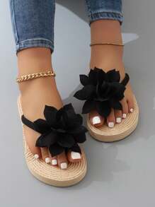 Süße, bunte Blumen T-Riemen Flip Flops Sandalen für Frauen, Strandpantoffeln
