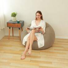 Inflatable Slouchy Sofa Chair,Flocked,Portable,Casual,Inflatable Bed,Outdoor Sleeping Bag,Foldable, Khaki Color