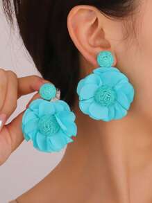 1 Paar elegante Ohrringe für Damen aus Blumengewebe mit Kamelien, geeignet für Urlaub, Geburtstag, Date, Party, Einkaufen und den täglichen Gebrauch