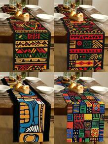 1pc African Printed Table Runner, Colorful Abstract Geometric Printed Table Runner, Kitchen Dining Room Decor, Holiday Decoration, Home Party, Wedding, Outdoor Dining Table, Coffee Table Decor
