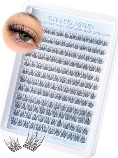 144 Pcs/120Pcs Natural Lash Clusters Wispy Eyelash Extensions 168 Pieces Natural Eyelashes Single Eyelash 9-12mm Eyelash Cluster DIY Korean False Eyelashes DIY At Home