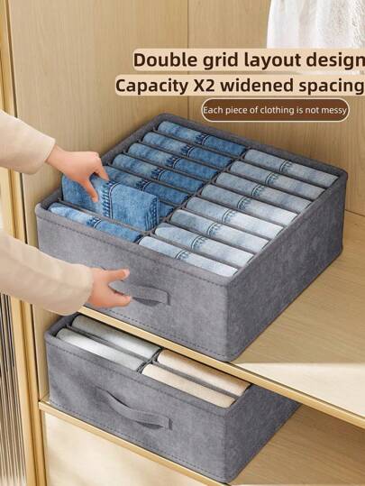 1pc Dark Grey Fabric Wardrobe Drawer, Clothes And Pants Compartment Storage Box Can Be Used To Store And Organize Underwear, Pants, Neckties, Wardrobe Drawer Style Layered Sorting Basket