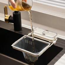 1pc Kitchen Suction Cup Drain Rack, Premium Kitchen Sink Drain Filter - Collapsible Upright Filter Basket, Kitchen Sink Filter Screen, Dishwashing Sink Filter Screen, Drainage Rack, Kitchen Accessories, Kitchen Organiser, Kitchen Storage, With 50 Pcs One-Time Mesh Drain Strainer, Effectively Traps Food Debris And Easy To Clean - Space-Saving, Reusable Design, Suitable For Filtering Kitchen Waste, Leftover Food, Garbage