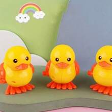 3pcs Cute Clockwork Rubber Ducks, Jumping & Running Office Anti-Stress Toy - Yellow - View 7