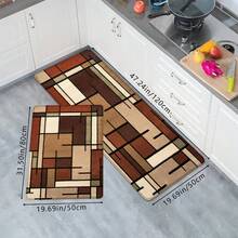 1pc/2pcs Creative Modern Minimalist Geometric Color Block Printed High Elasticity Absorbent Non-Slip Kitchen Floor Mat, Kitchen Mat Set, Bathroom Mat, Decor Mat, Hallway Mat