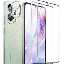 Set da 4 pezzi compatibile con Xiaomi Redmi 14C - 2 pezzi di pellicola protettiva in vetro temperato per schermo + 2 pezzi di pellicola protettiva in vetro temperato per fotocamera, pellicola protettiva anti-graffio per 14T/14T PRO/14/13T/13C/13T Pro, regalo per compleanni, famiglia, amici, protezione per schermo del telefono, accessori per telefono, impermeabile, antiurto, anti-caduta, anti-impronta digitale, copertura completa