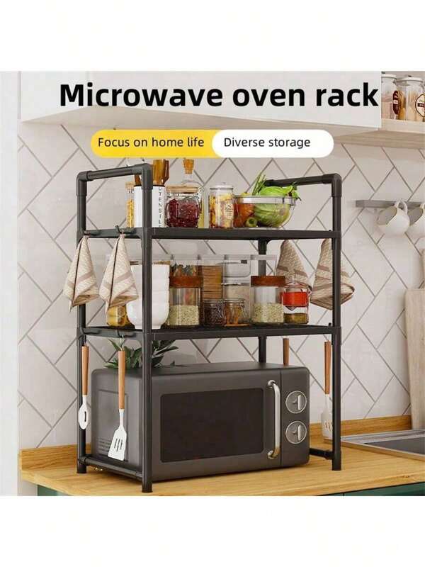 1 Ripiano da cucina, Scaffale a singolo/doppio strato per microonde/forno, portaspezie, organizzatore da riporre sul bancone