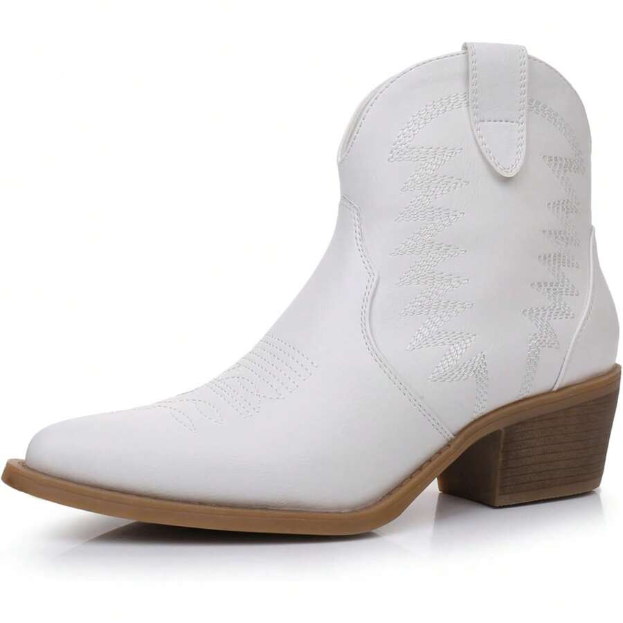 GLOBALWIN Women's Western Boots Ankle Cowboy Boots For Women Fall Boots Halloween Season - trắng - Xem 1