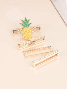 Conjunto de 4 pulseiras de relógio de abacaxi com desenho animado, charms de metal com frutas fofas, decorações compatíveis com acessórios de pulseira de relógio da série Watch