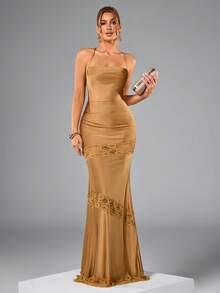 Vestido de novia de primavera, vestido de novia, vestidos de cumpleaños para mujeres, vestidos blancos de verano para elegante vestido de novia, vestido de dama de honor, atuendo de invitado, vestido de noche, vestido de fiesta - Dorado - Ver 7