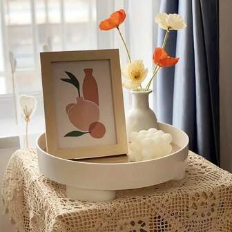 1pc Nordic Style Entryway Tray, Living Room Coffee Table Decoration Organizer Tray For Cosmetics, Perfumes, Round Shaped,For Holiday Beach, Bathroom Collection, Bedroom Collection, Large Capacity