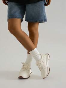 SRSOO 2025新款学生运动鞋休闲复古训练鞋百搭学院风厚底运动鞋女款 - 卡其 - 查看 11