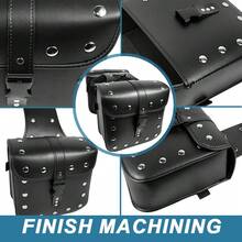 1 Pair Universal Motorcycle Saddle Bags, PU Leather Sports Rider Tool Pouch Saddlebags, Suitable For Suzuki, Large Capacity Dual Side Storage With Quick Access Zippers And Adjustable Straps, Classic Black Styling For Cruiser Sport Touring Bikes, Water-Resistant Exterior Trim, Fashionable Road Trip And Commuter Accessory, Ideal For Weekend Rides, Daily Commuting, Camping Gear, Motorcycle Touring, Fall Riding, Halloween, Thanksgiving And Christmas Gift-Ready Packaging, Easy Install Mounting Hardware Included, Streamlined Low-Profile Design For Improved Aerodynamics And Secure Fit - Black - View 6