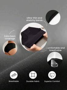 3 Pares de Calcinhas de Cintura Alta Femininas, Calcinha de Algodão Puro Plus Size, Respirável e Confortável, Cueca Básica Sem Costura e Elástica