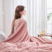 Fleece Throw Blanket For Couch Sofa Or Bed Super Soft Throw Blanket Premium Silky Flannel Fleece 3D Ribbed Jacquard Lightweight Bed Blanket All Season Use