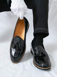 Casual Fringed Tassel Loafers, Versatile For Business, Party, Wedding, Pointed Toe Design