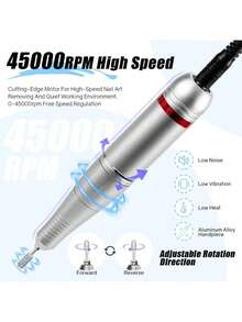 High Quality Electric Nail Drill Machine 45000 RPM Electric File HD Display Metal Manicure Pen Professional Nail Lathe Sander - EU C Type Plug(220-240V) - View 3