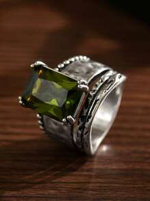 1pc Boho Style Vintage Silver Tone Women Wedding/Engagement Promise Ring, For Daily Wear