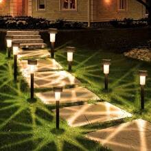 1/12 piezas Luces solares de camino para exteriores, luces de jardín y paisaje alimentadas con energía solar para caminos, céspedes, patios, senderos, decoración de pasillos